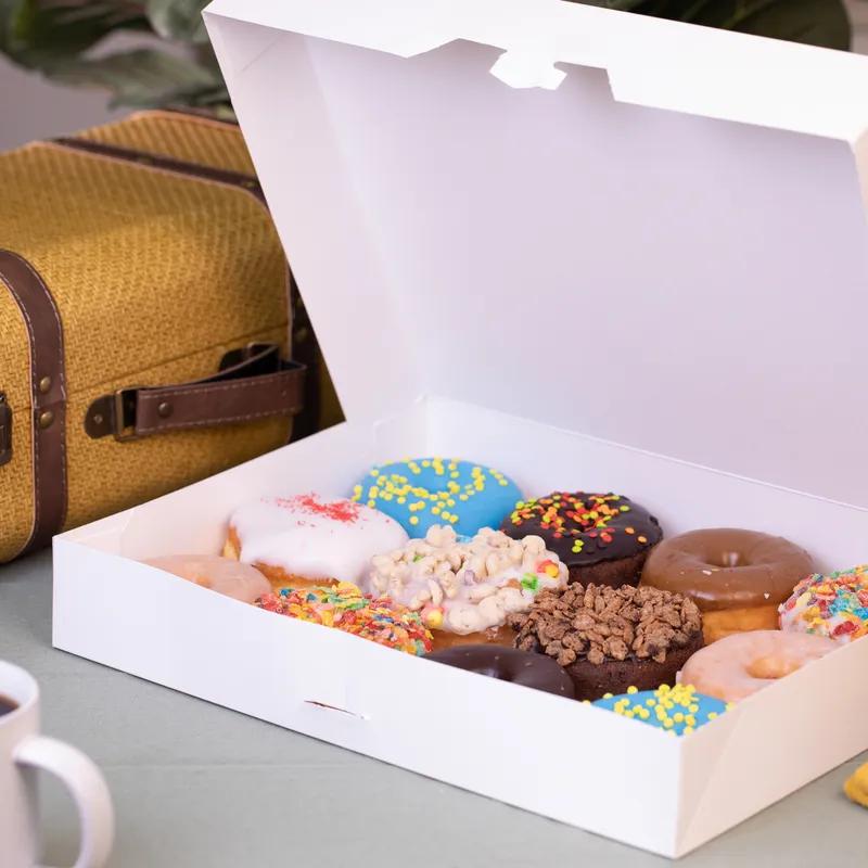 Cake Box 15X11.5X2.25 IN SBS Paperboard White Rectangle Automatic 100/Bundle