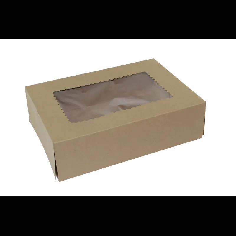 Bakery Box 19X14X4 IN Paperboard Kraft 4 Corner 1-Piece Automatic With Window 50/Case