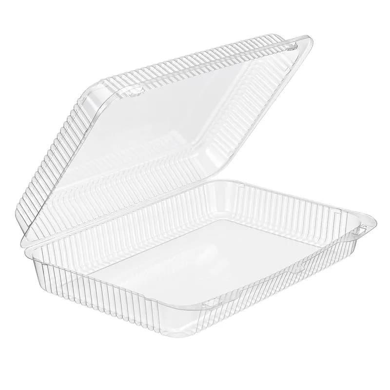Essentials Take-Out Container Hinged With Dome Lid 12.1875X8.75X2.75 IN RPET Clear Rectangle 150/Case