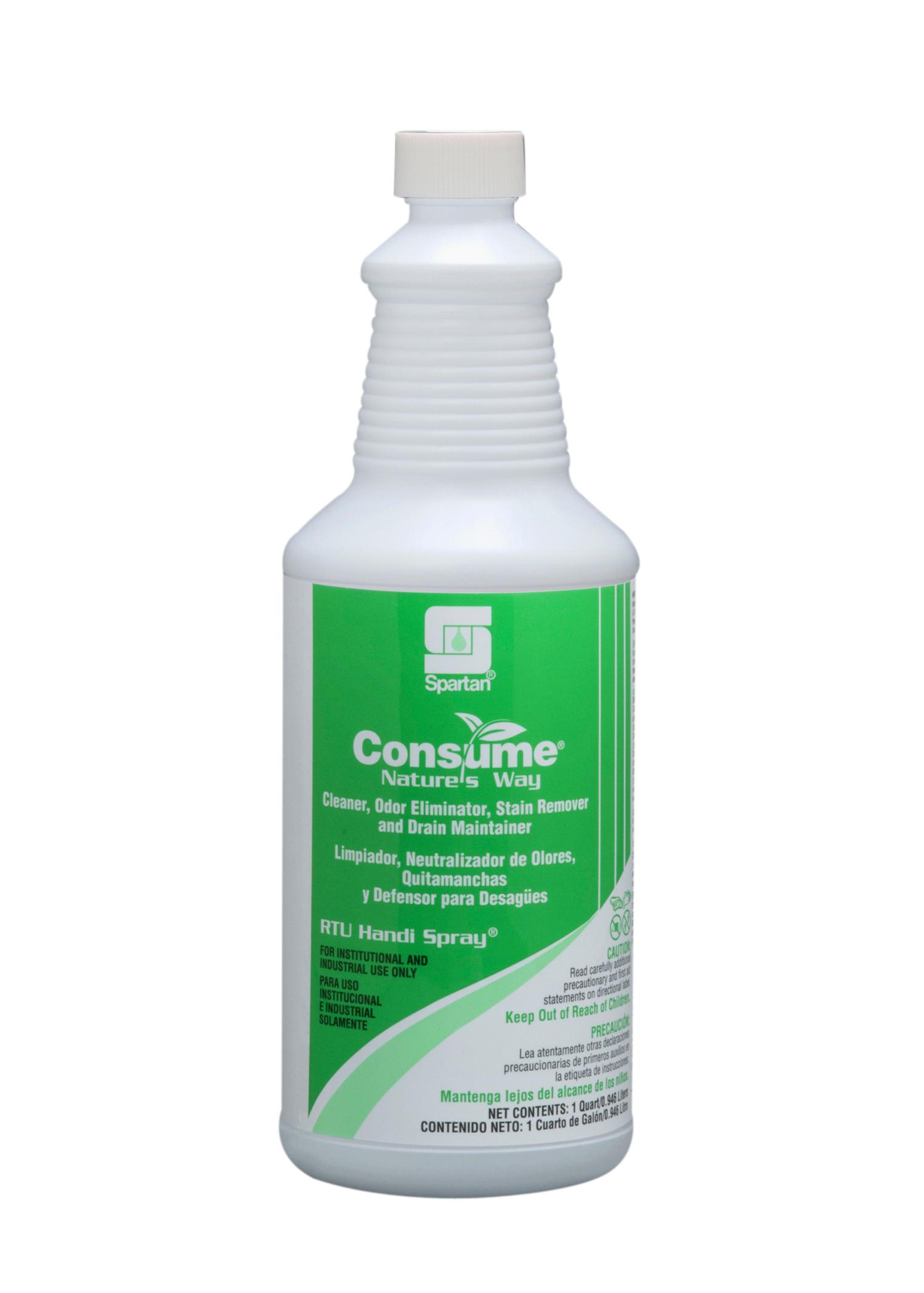 Consume® Pleasant Scent Deodorizer Degreaser Drain Maintainer Cleaner 1 QT Alkaline RTU Enzymatic 12/Case