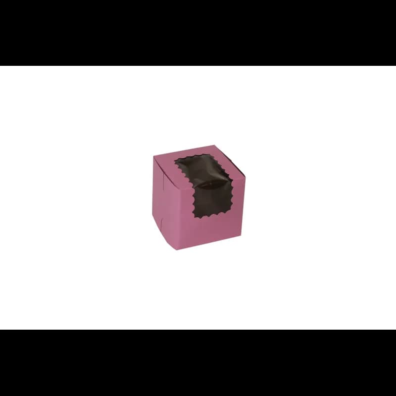 Bakery Box 4X4X4 IN Paperboard Strawberry Corner Lock 1-Piece With Window 200/Case