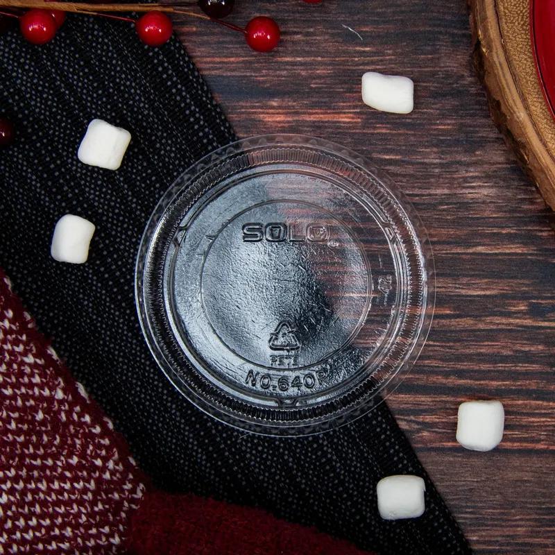 Dart® Lid Flat 3.413X0.358 IN PET Clear For 3.5 OZ Cold Cup No Hole Not Vented Freezer Safe 100 Count/Pack 25 Packs/Case