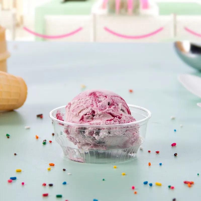 Solo® SoloServe® Dessert Container Base 3.5 OZ PET Clear Round 50 Count/Pack 20 Packs/Case 1000 Count/Case