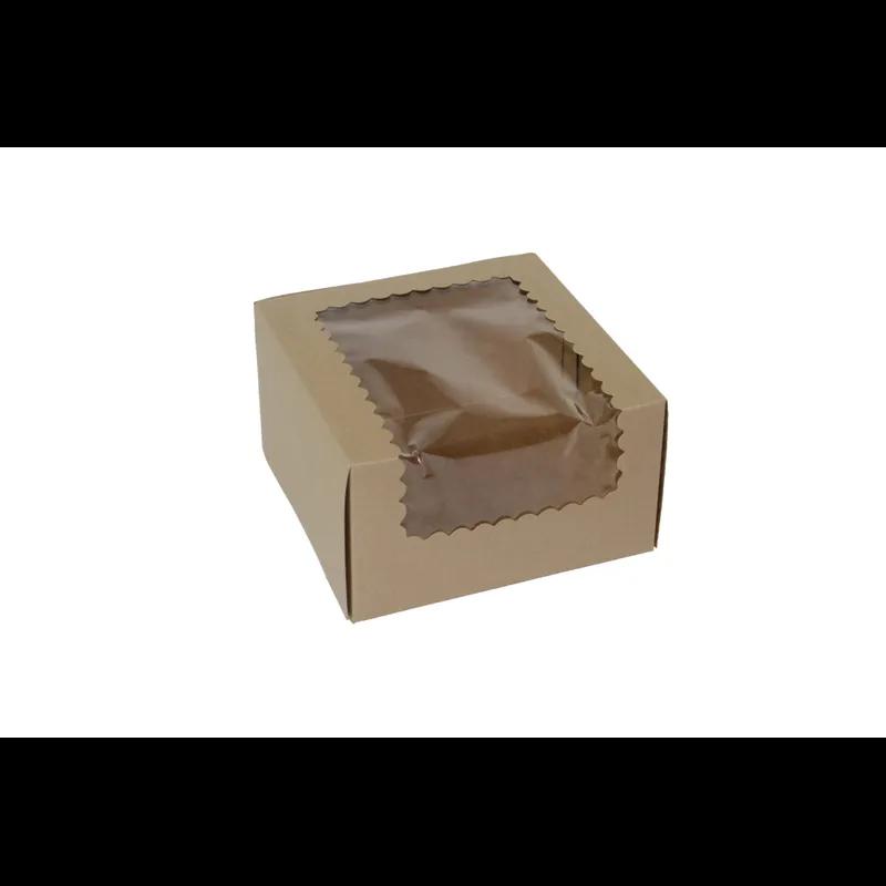 Cupcake Box 7X7X4 IN 4 Compartment Paperboard Kraft With Window 100/Case