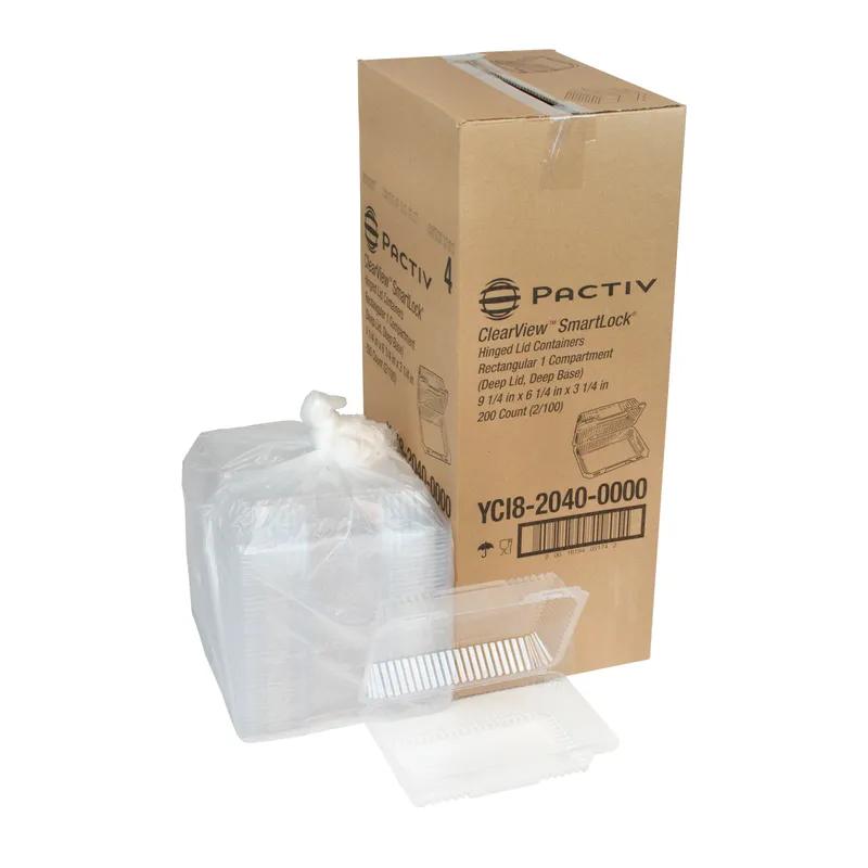 Take-Out Container Hinged With Dome Lid 9.25X6.25X3.25 IN OPS Clear Rectangle 200/Case