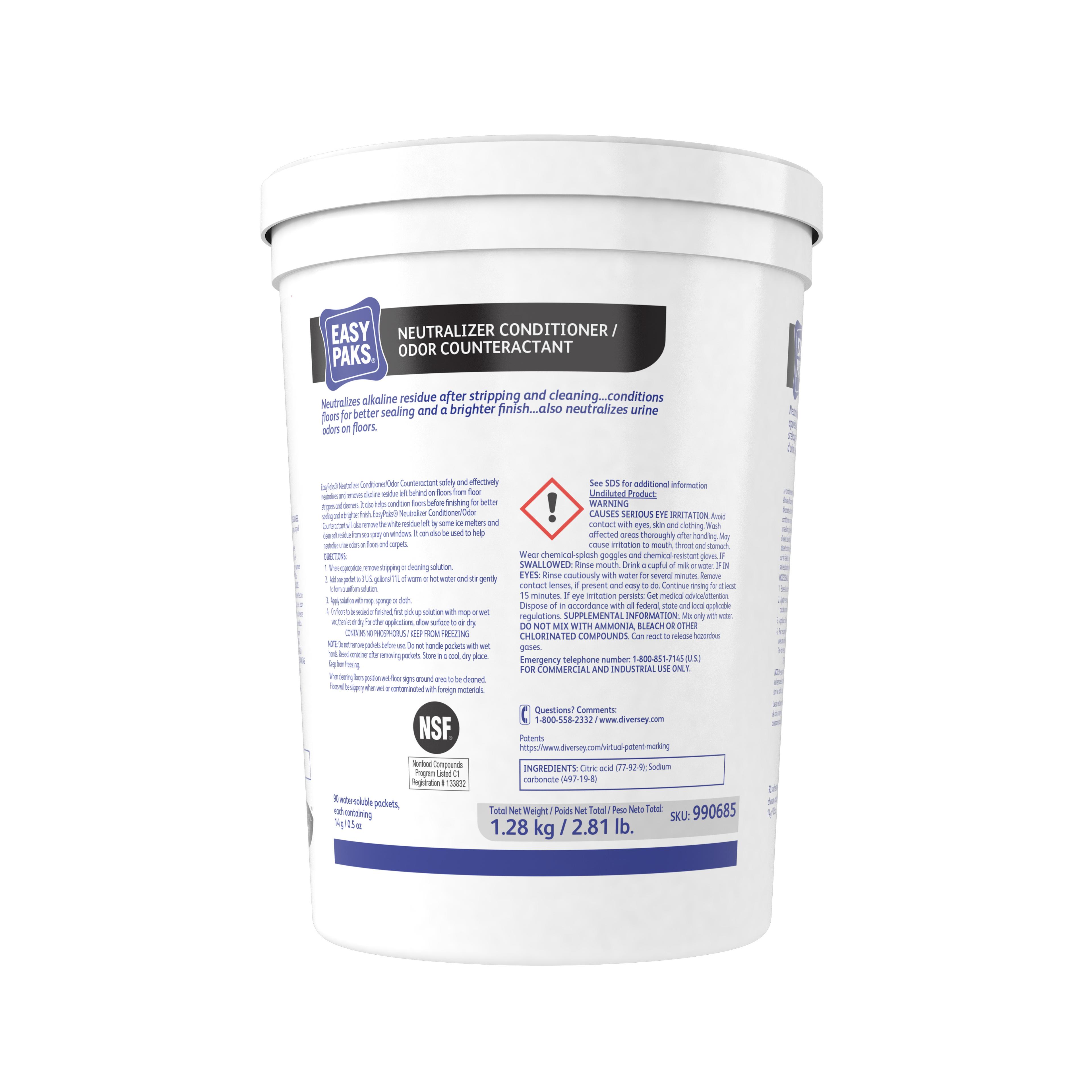 Easy Paks® Odorless Restroom Neutralizer Deodorizer Powder RTU 90 Count/Pack 2 Packs/Case 180 Count/Case