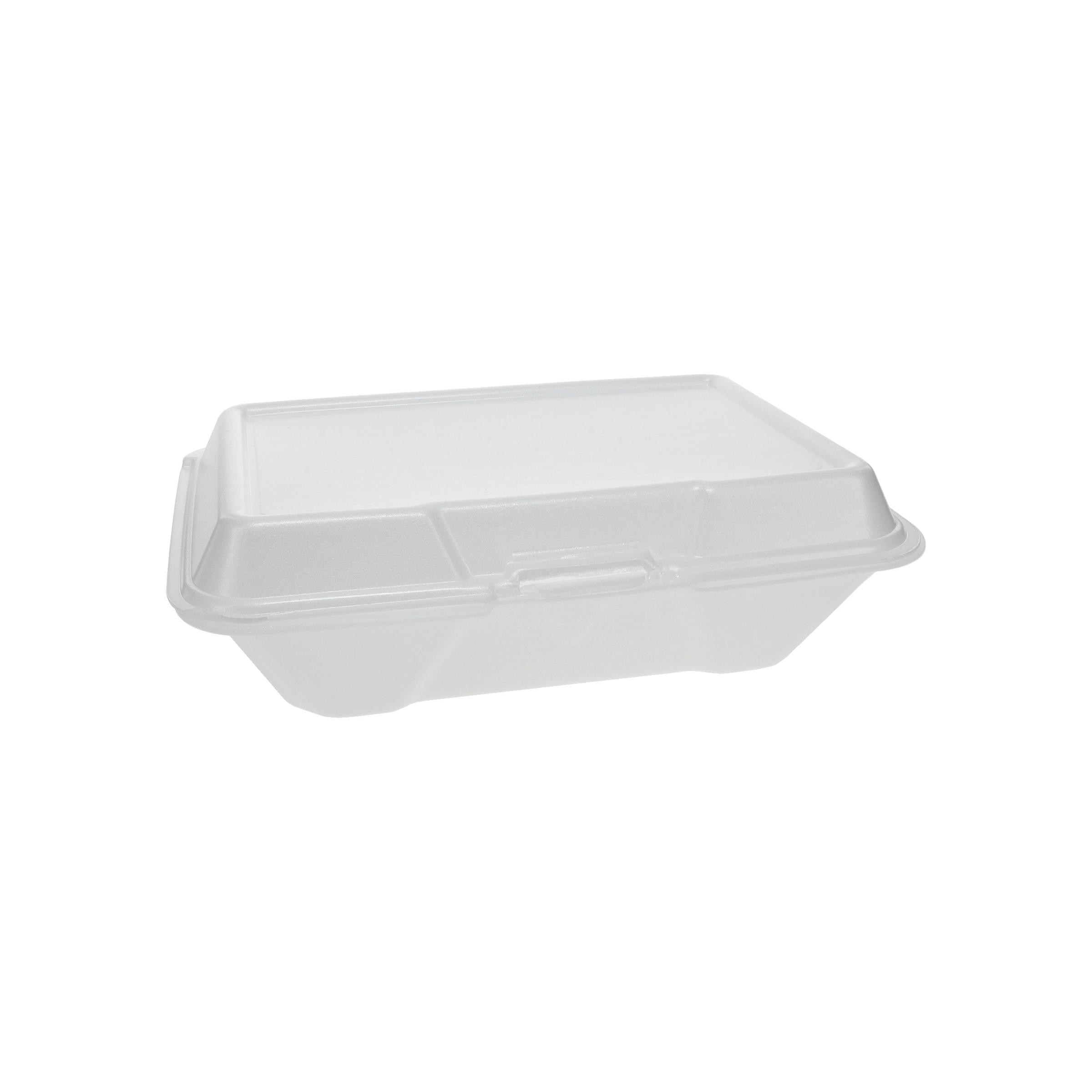 Take-Out Container Hinged With Dome Lid 9.2X6.5X2.8 IN Polystyrene Foam White Rectangle 150/Case