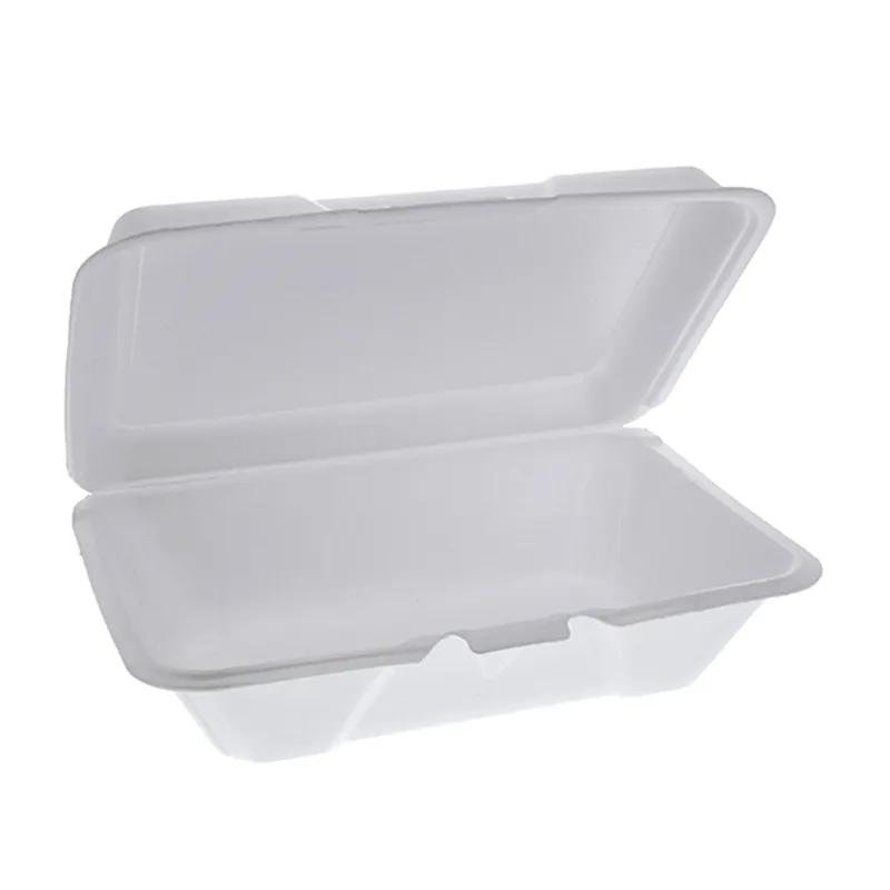 Take-Out Container Hinged With Dome Lid 9.2X6.5X2.8 IN Polystyrene Foam White Rectangle 150/Case
