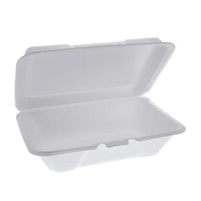 Take-Out Container Hinged With Dome Lid 9X6.5X2.8 IN Polystyrene Foam White Rectangle 150/Case
