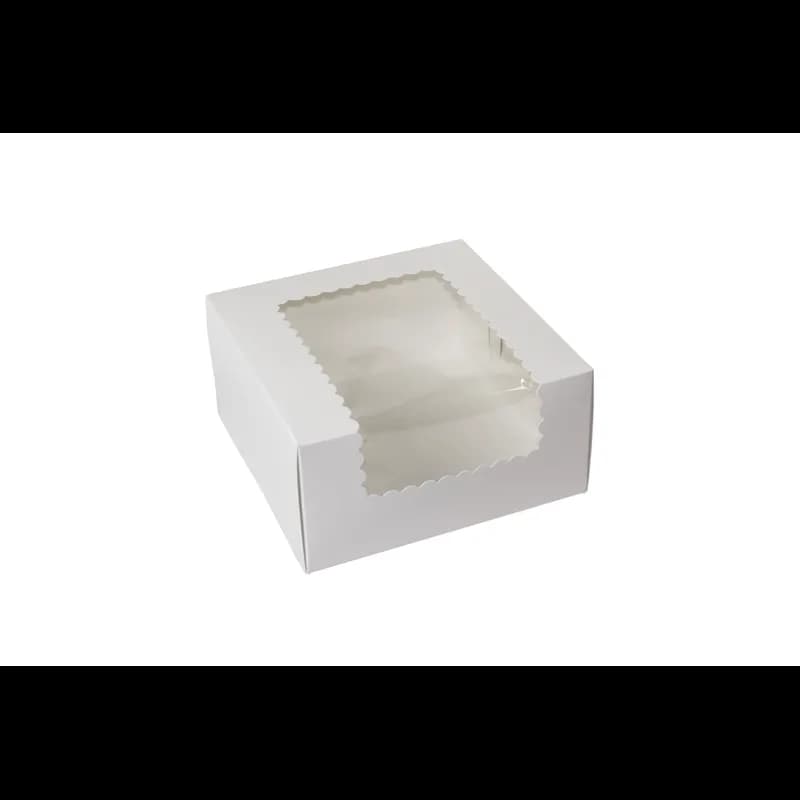Cupcake Box Jumbo 8X8X4 IN 4 Compartment Paperboard White With Window 100/Bundle