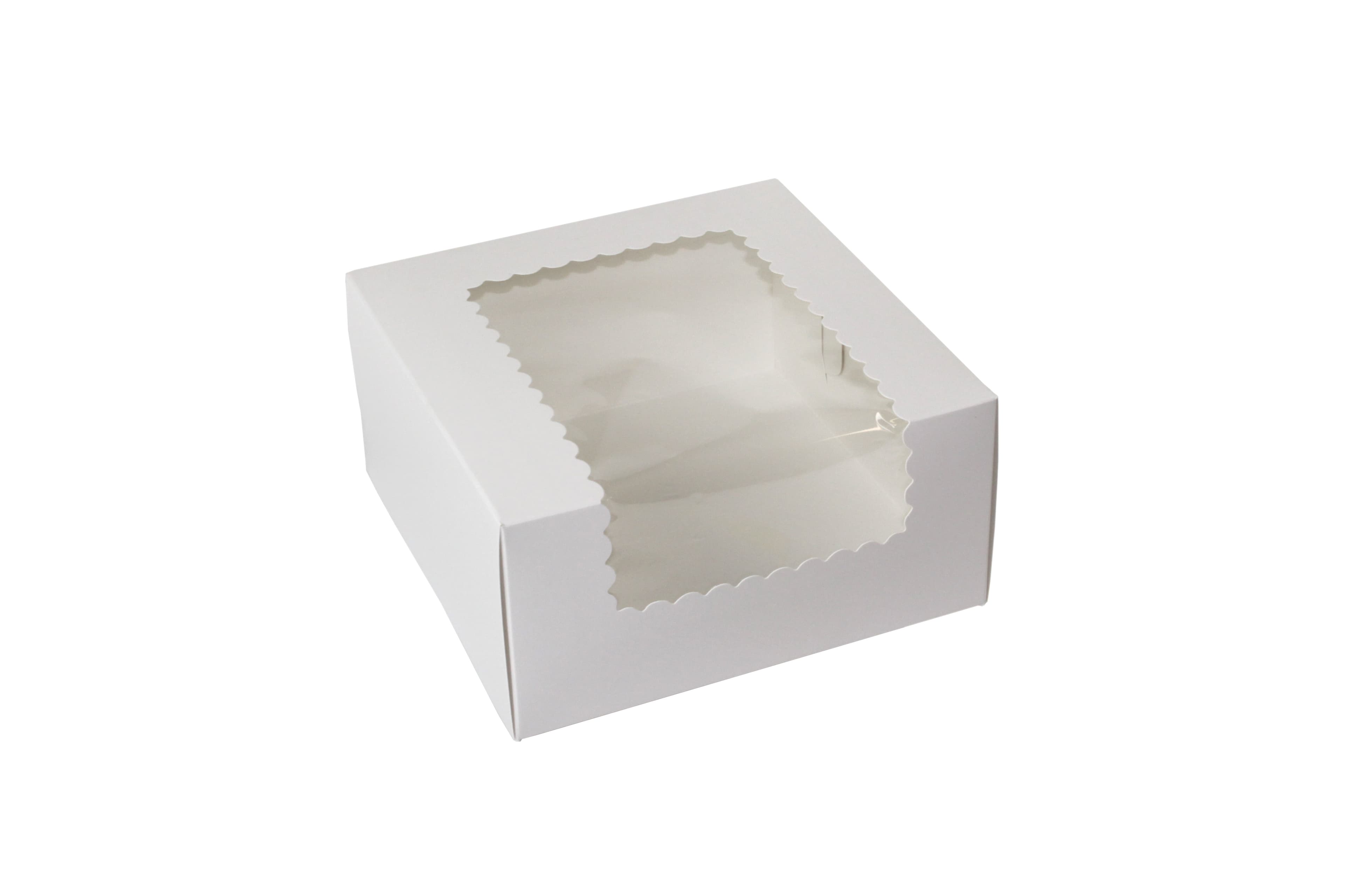 Cupcake Box Jumbo 8X8X4 IN 4 Compartment Paperboard White With Window 100/Bundle