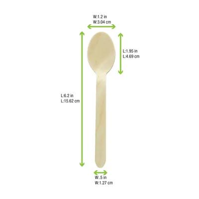 Spoon 6.2 IN Wood Natural 100 Count/Pack 20 Packs/Case 2000 Count/Case