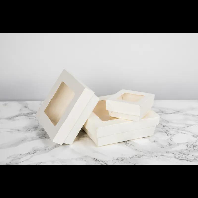 Bakery Box 24 OZ 4.7X4.7X2 IN Corrugated Paperboard PET White With Window 25 Count/Pack 10 Packs/Case 250 Count/Case