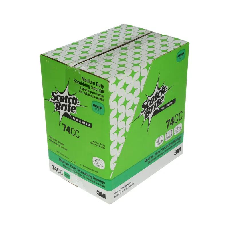 Scotch-Brite™ 74CC Scrubbing Sponge 6.1X3.6 IN Medium Duty Cellulose Green Yellow 10 Count/Pack 6 Packs/Case