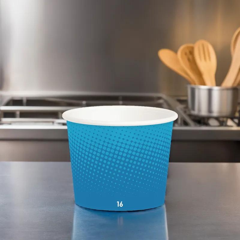 Dessert Container 16 OZ Paper Blue Round 1000/Case