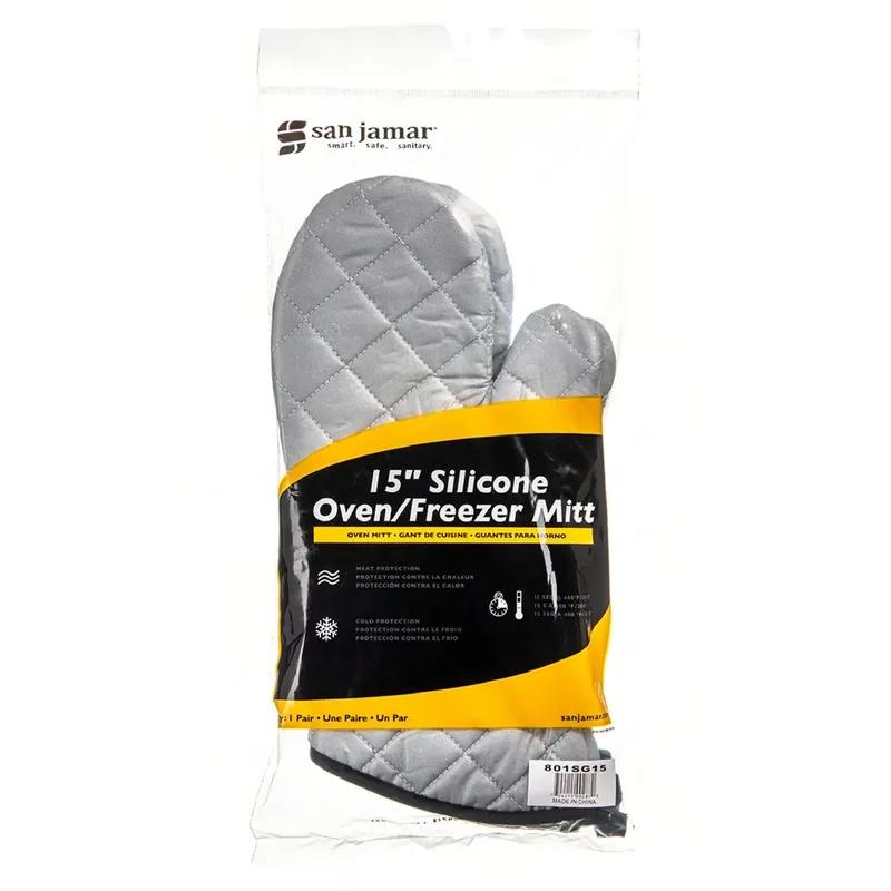 San Jamar Gloves 15 IN Silver Silicone Hangable Non-Stick 1/Pair