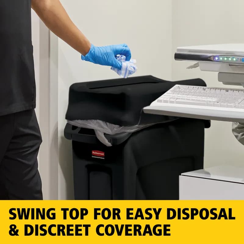 Slim Jim® Lid 20.5X11.68X5 IN Black Resin Swing Top 1/Each