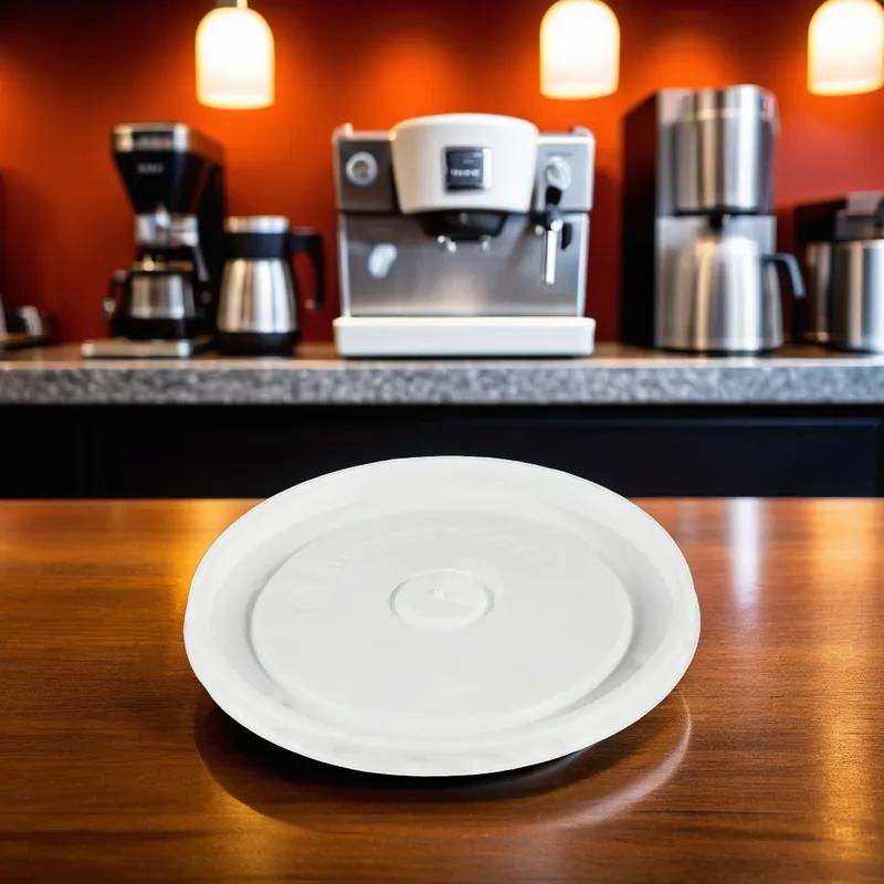 Solo® Lid Flat 4.3X0.31 IN PS White Round For 12 OZ Container 1200/Case