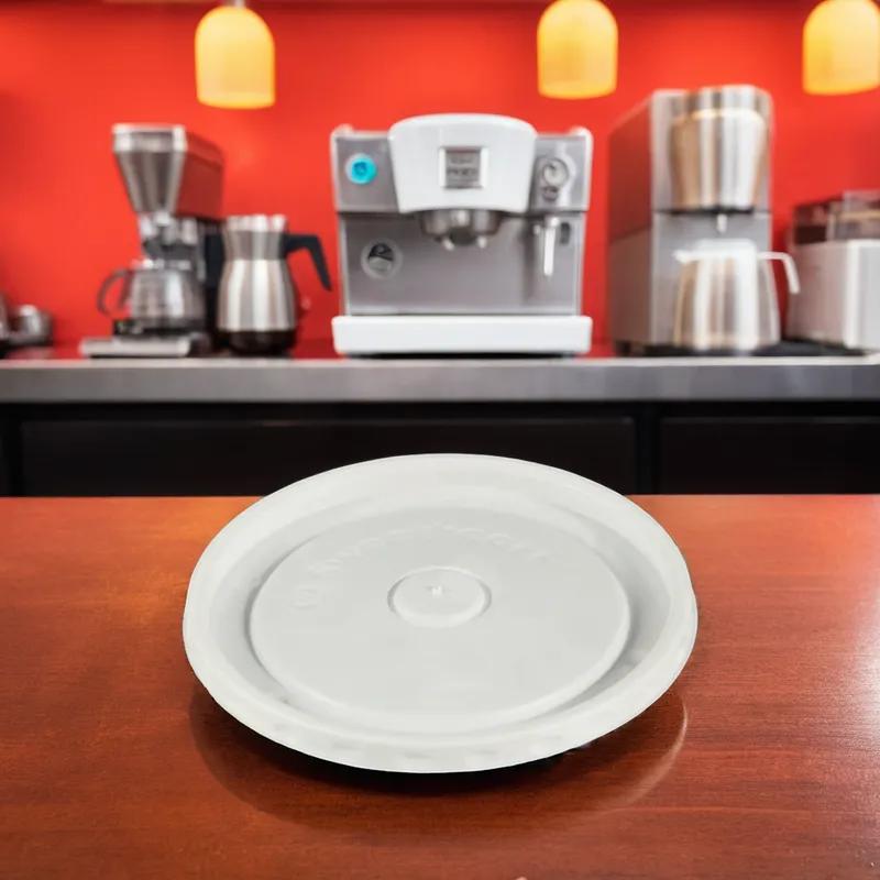 Solo® Lid Flat 4.3X0.31 IN PS White Round For 12 OZ Container 1200/Case