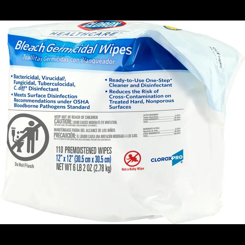 Clorox Healthcare® Bleach Germicidal Unscented One-Step Disinfectant Multi Surface Wipe 110 Count/Pack 2 Packs/Case