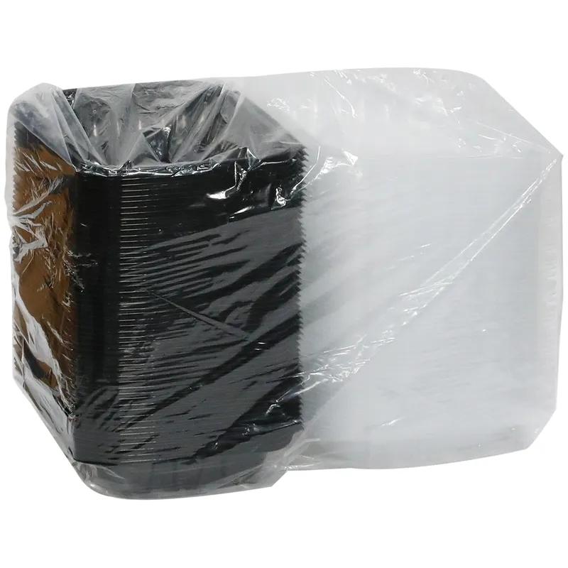 Take-Out Container Hinged 8.5X8.6X3.1 IN PP Black Clear Square Microwave Safe Vented 150/Case