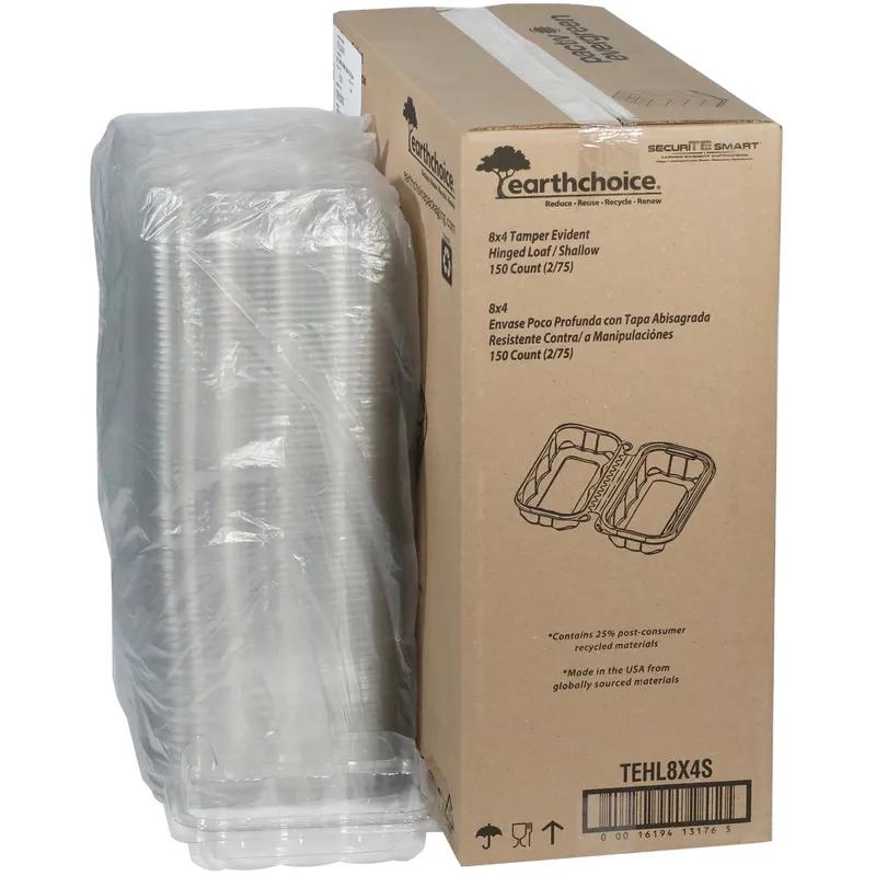 EarthChoice® Deli Container Hinged 8.7X3.3X2.8 IN RPET Clear Tamper-Evident 150/Case