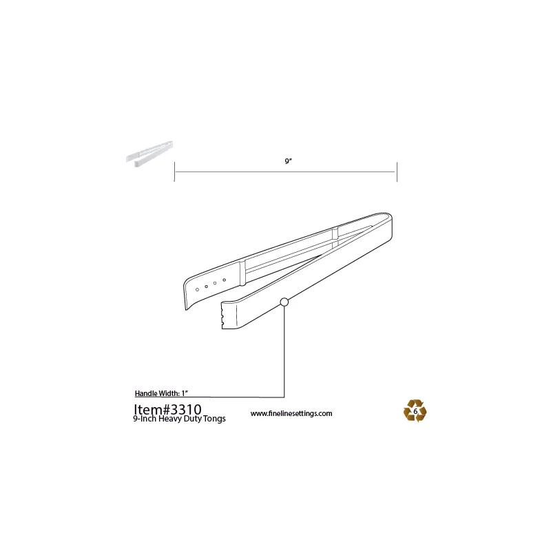 Platter Pleasers Serving Tongs 9 IN PS Black Heavy Duty Wrapped 100/Case