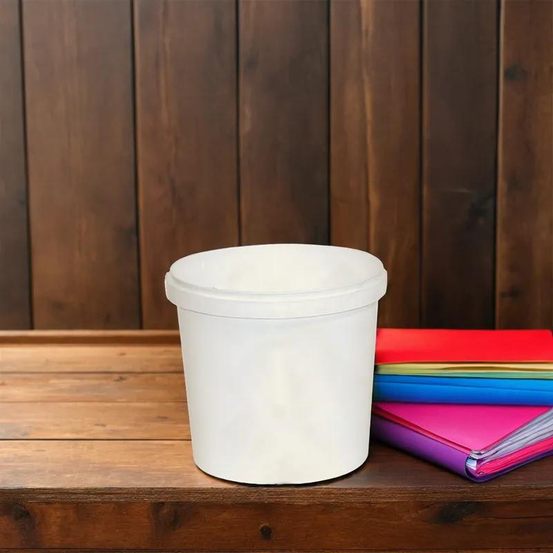 Bucket & Tub Base 80 OZ PP White Round Tamper-Evident Tamper-Resistant 207/Case