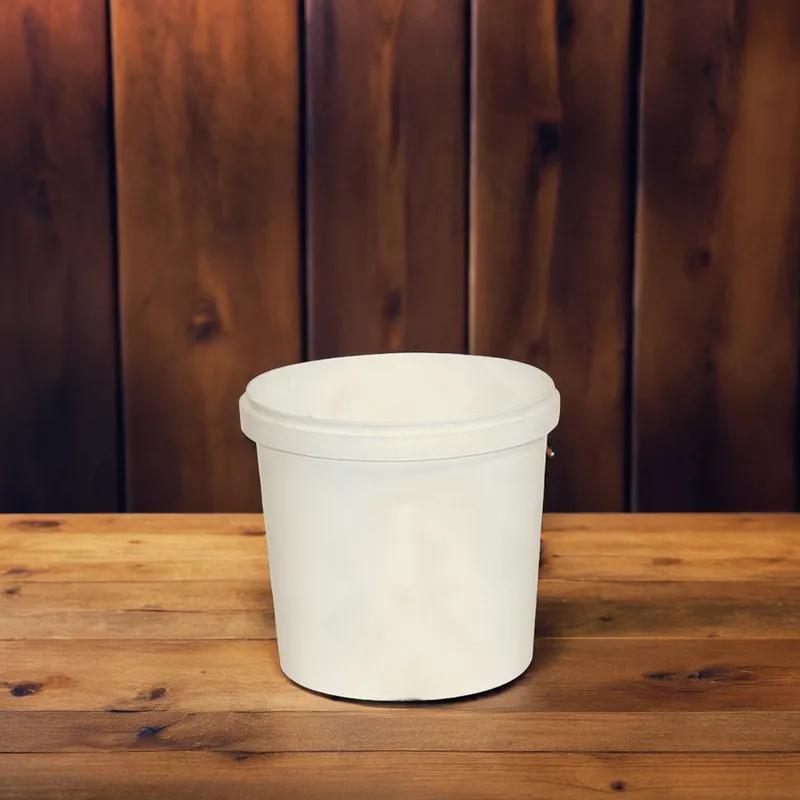 Bucket & Tub Base 80 OZ PP White Round Tamper-Evident Tamper-Resistant 207/Case