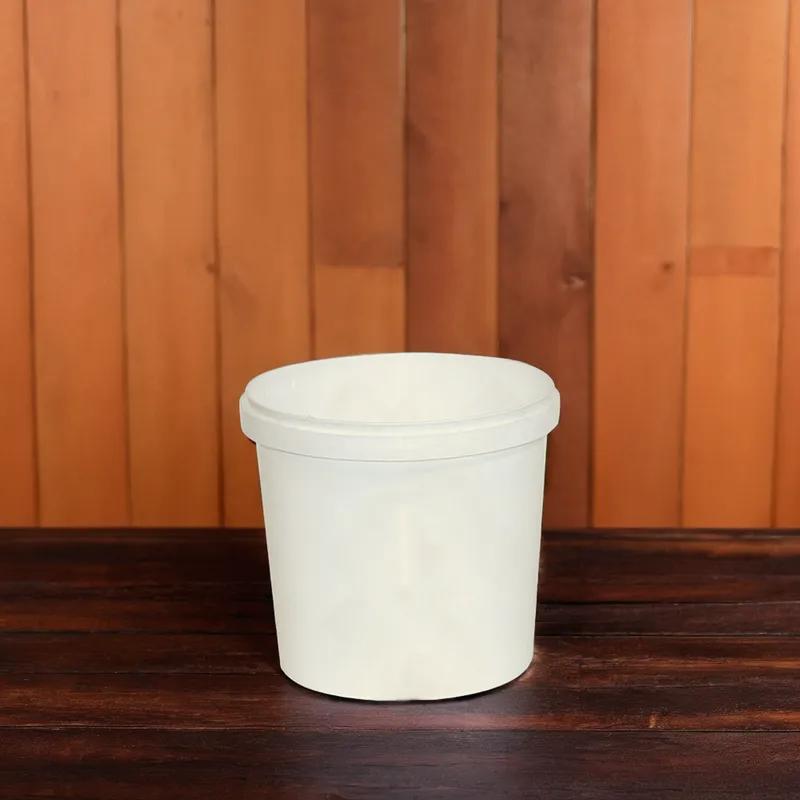 Bucket & Tub Base 80 OZ PP White Round Tamper-Evident Tamper-Resistant 207/Case