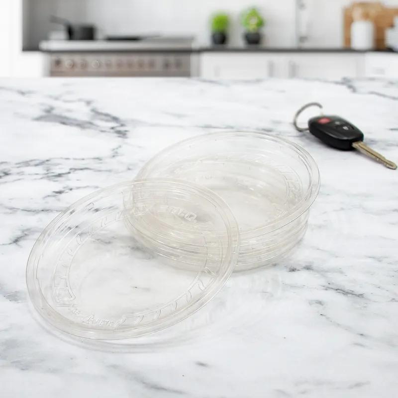 Solo® Lid 4.69X0.48 IN 1 Compartment RPET Clear For 8-32 OZ Deli Container Unhinged Recessed 50 Count/Pack 10 Packs/Case