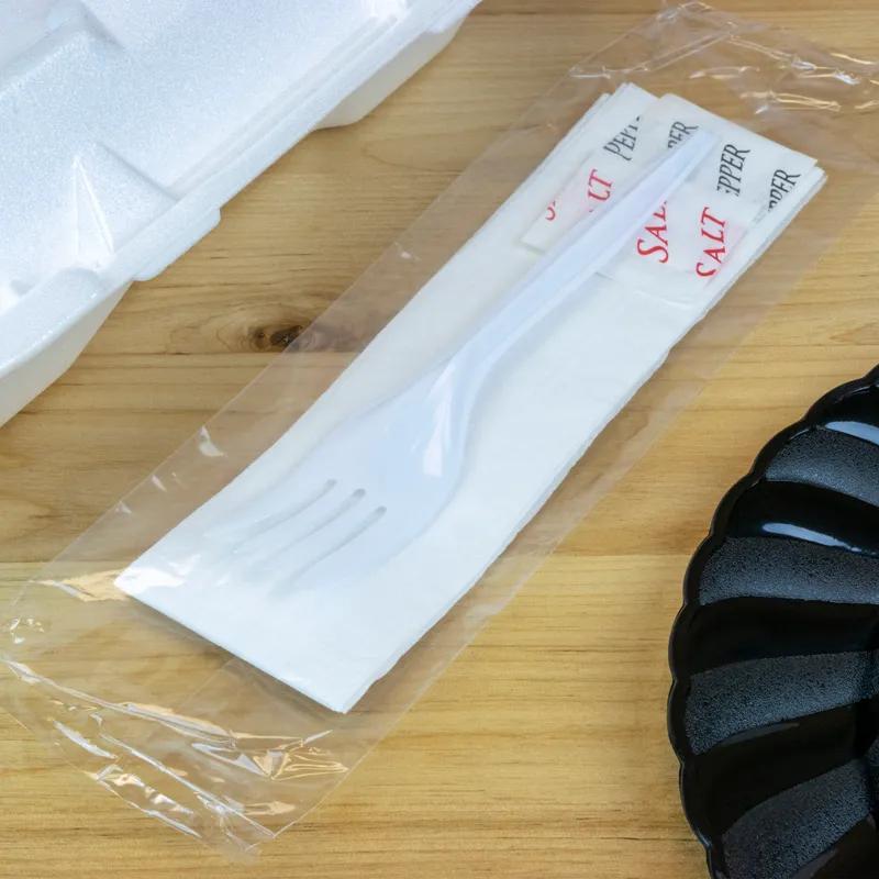 4PC Cutlery Kit PP White Medium Weight With Napkin,Fork,Salt & Pepper 1000/Case