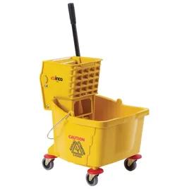 Mop Bucket & Wringer 36 QT HDPE Yellow Side Press With Casters 1/Each