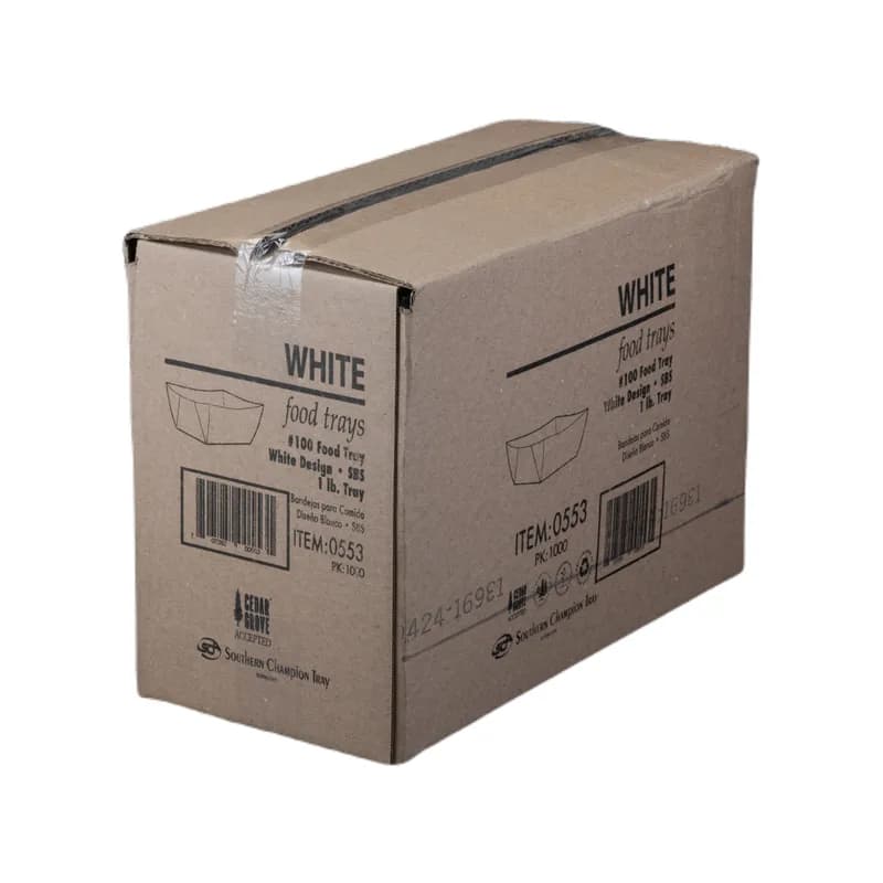Food Tray 1 LB Paper White Plain 1000/Case