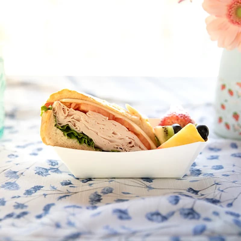 Food Tray 1 LB Paper White Plain 1000/Case