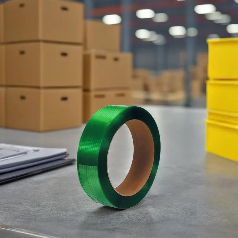Strapping 0.625IN X4600FT Green Polyester Steel PET 8.89MM With 6 IN Core Diameter 28 Count/Skid