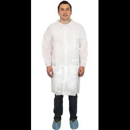 Lab Coat XXL White Spunbond Polypropylene Disposable With Pockets Snap Front 30/Case