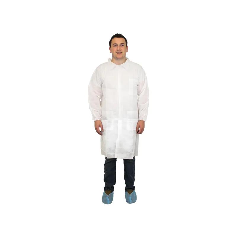 Safety Zone® Lab Coat XXL White Spunbond Polypropylene Disposable With Pockets Snap Front 30/Case