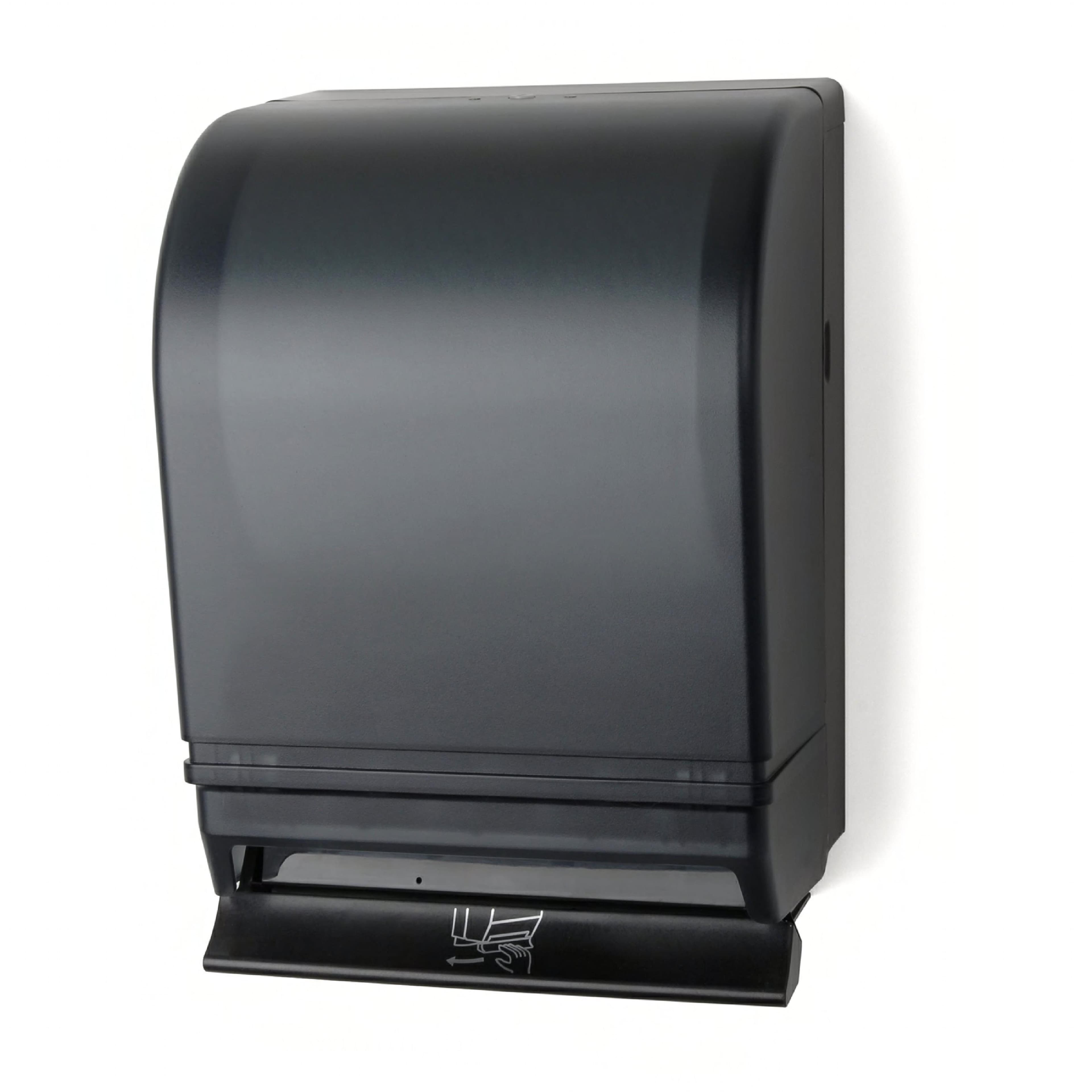 Paper Towel Dispenser 8.64X10.56X15.67 IN Steel Black Translucent Push Bar Automatic 1/Each