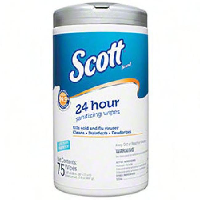 Scott® Sanitizer Cleaner Disinfectant Multi Surface Wipe Bleach-Free 75 Count/Pack 6 Packs/Case 450 Count/Case