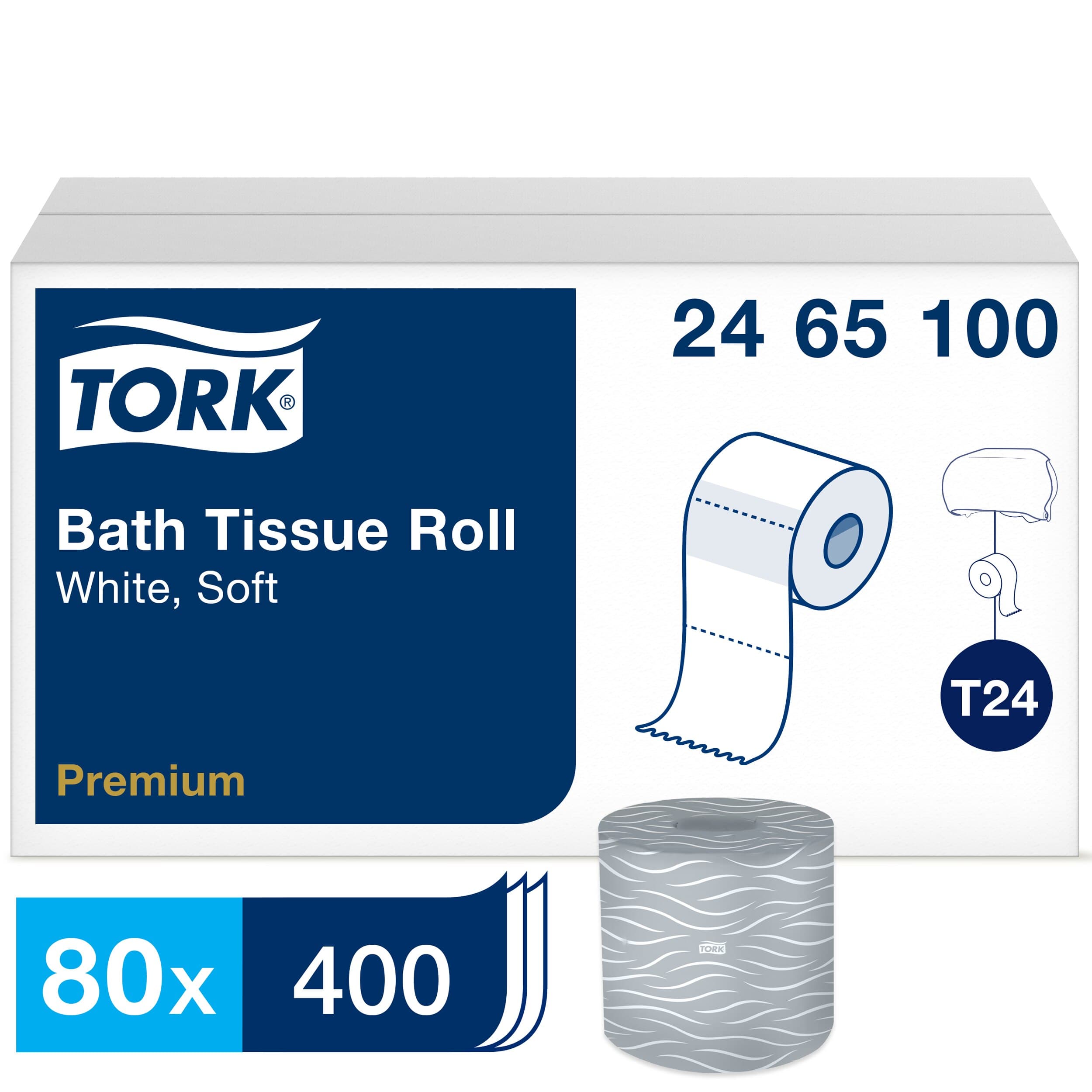Tork Premium® Toilet Paper & Tissue Roll T24 3.75X4 IN 125 FT 2PLY White Premium Embossed 400 Sheets/Roll 80 Rolls/Case