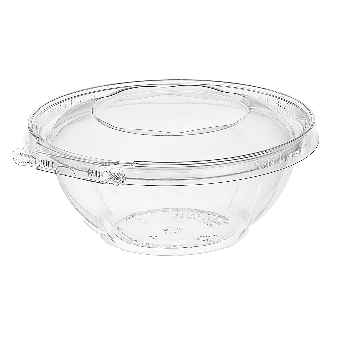 Safe-T-Fresh® Deli Container Hinged With Dome Lid 24 OZ RPET Clear Round 150/Case
