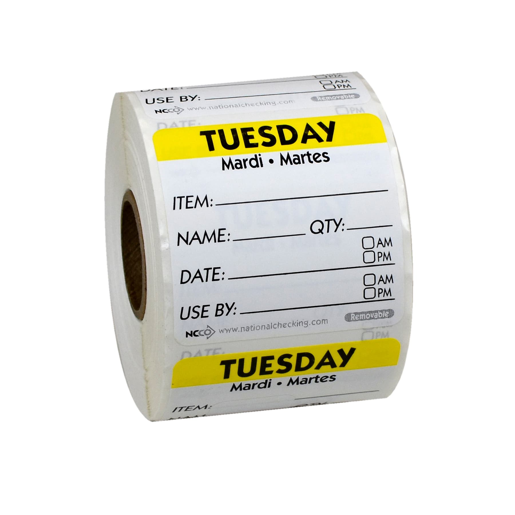 Tuesday Prep Item Date Use Trilingual Label 2X2 IN Yellow Square Removable 500/Roll