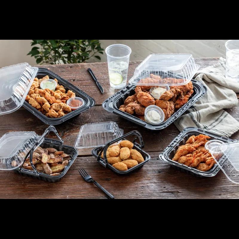 Barn & Lunch Box 16 OZ 14X10.5X4 IN MFPP OPS Black Clear With Handle Large Vented Microwavable-Base Only 50/Case