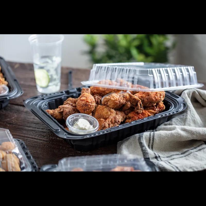 Barn & Lunch Box 16 OZ 14X10.5X4 IN MFPP OPS Black Clear With Handle Large Vented Microwavable-Base Only 50/Case