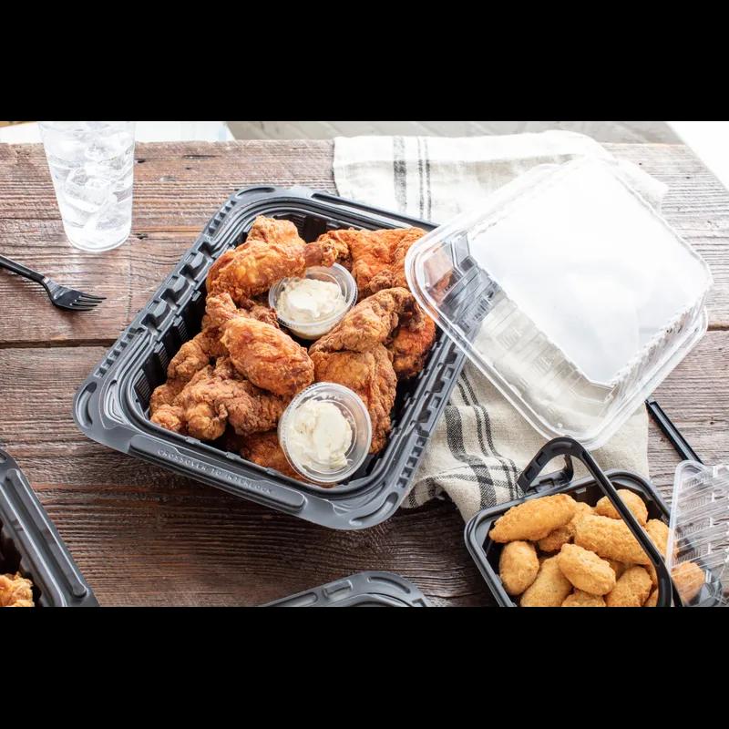 Barn & Lunch Box 16 OZ 14X10.5X4 IN MFPP OPS Black Clear With Handle Large Vented Microwavable-Base Only 50/Case