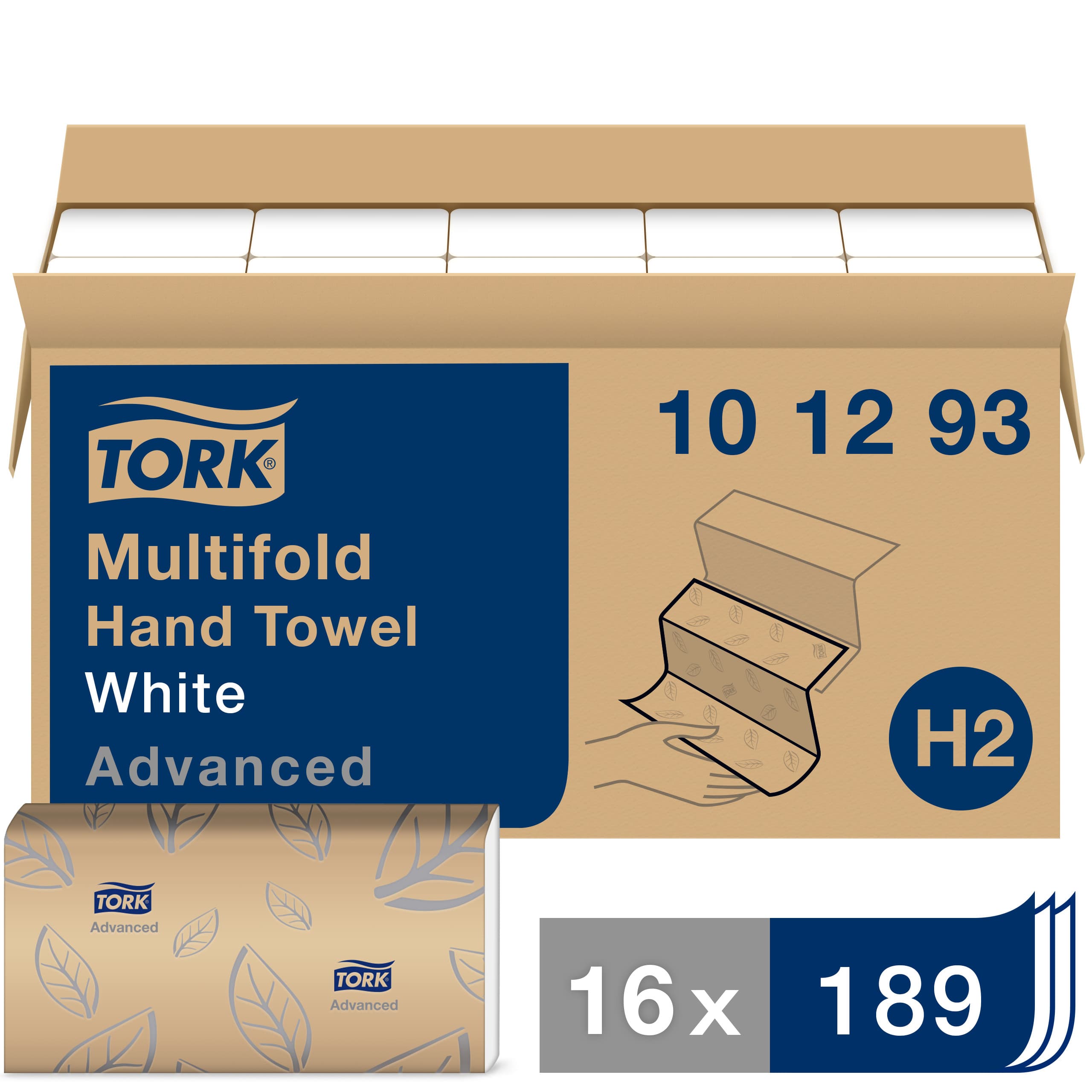 Tork Xpress Folded Paper Towel H2 9.5X9.125 IN 3.17X9.125 IN White Multifold Z Embossed Refill 189 Count/Case