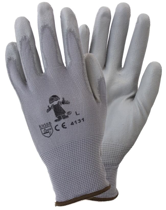Safety Zone® Gloves Large (LG) Gray Polyurethane Foam-Coated Knit Palm & Fingertips Flex Grip 12 Count/Pack 6 Packs/Case