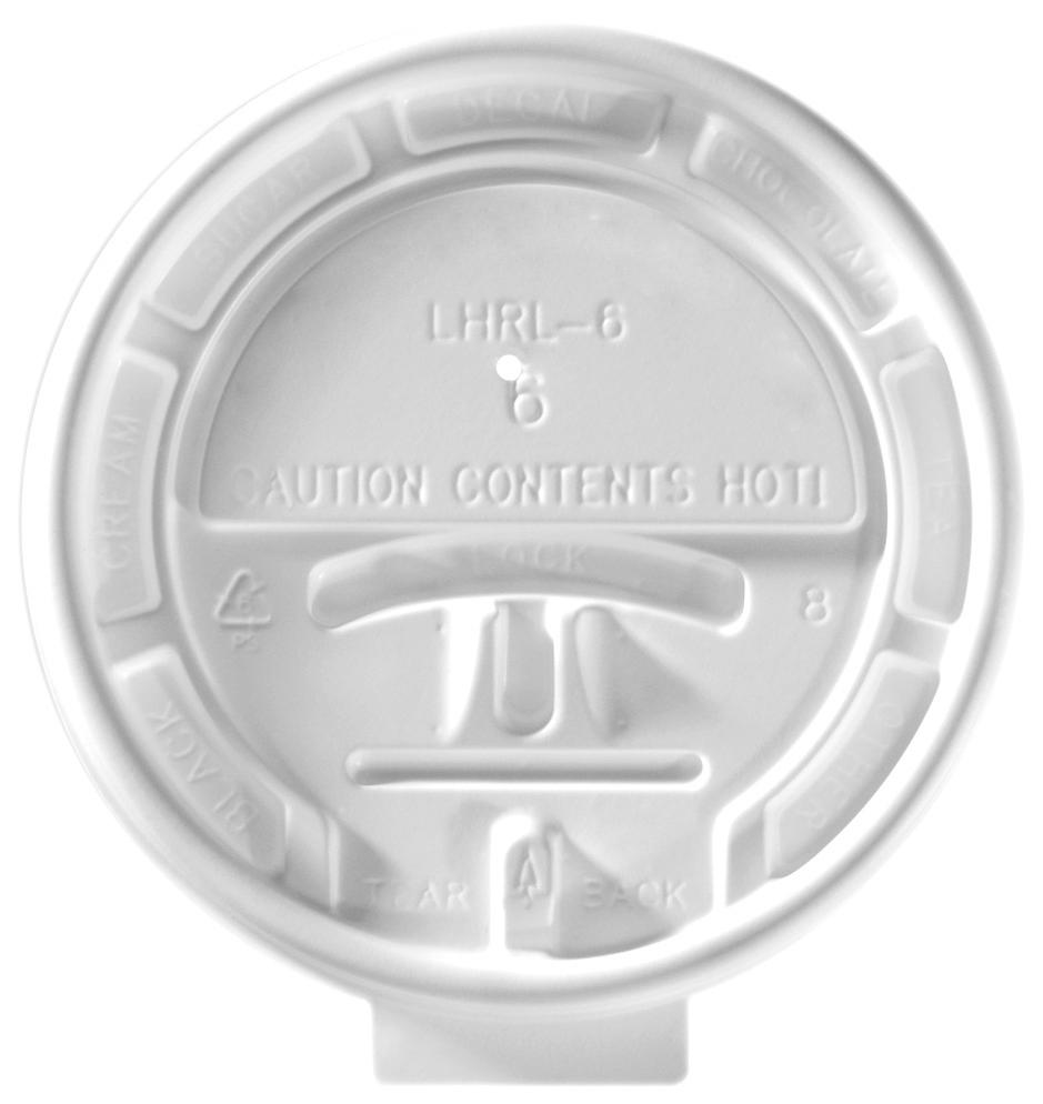 Lid PS White For 6 OZ Hot Cup Tear Tab 1000/Case