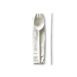 Victoria Bay 2PC Cutlery Kit PP White Medium Weight With 1PLY Napkin,Spork 1000/Case